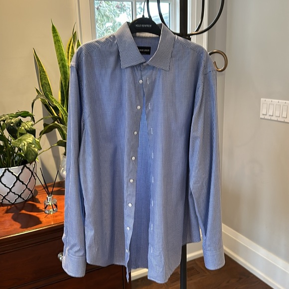 Men’s micro box print cotton dress shirt. - Picture 2 of 4